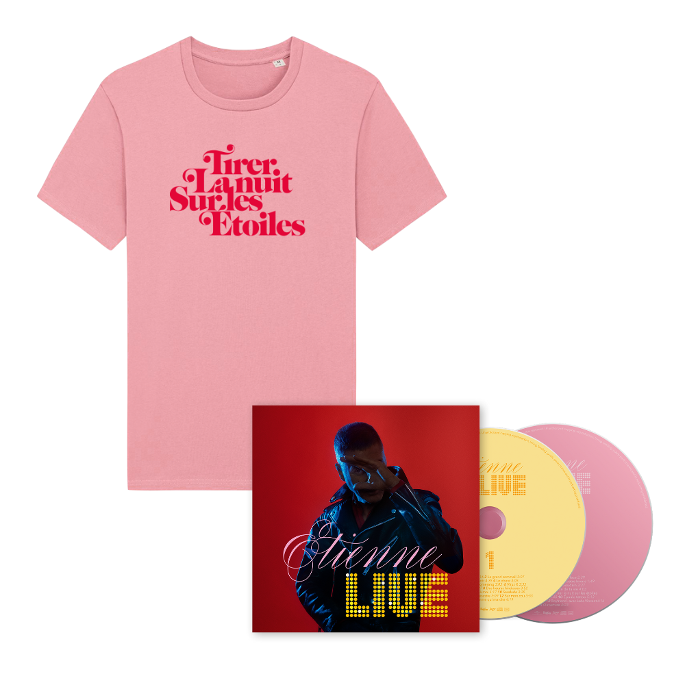 Etienne Live - Pack Edition standard 2CD Greenpack + T-shirt rose "Tirer La nuit Sur les Etoiles"